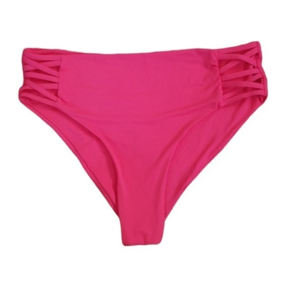 bebe Pink Criss Cross Strappy Sides Bikini Bottom Sz. M NWOT